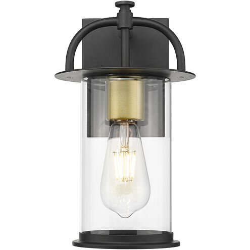 Stockwell 1 Light 12 inch Matt Black and Brass Exterior Wall Mount