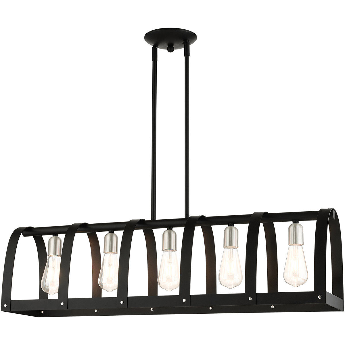 Stoneridge 5 Light 36 inch Textured Black Linear Chandelier Ceiling Light