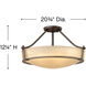 Hathaway 4 Light 21 inch Olde Bronze Semi-Flush Mount Ceiling Light in Etched Amber