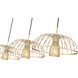 Valencia 3 Light 56 inch Modern Gold Linear Chandelier Ceiling Light