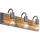 Ella Jane 3 Light 21 inch New Bronze and Honey Wood Bath Vanity Light Wall Light