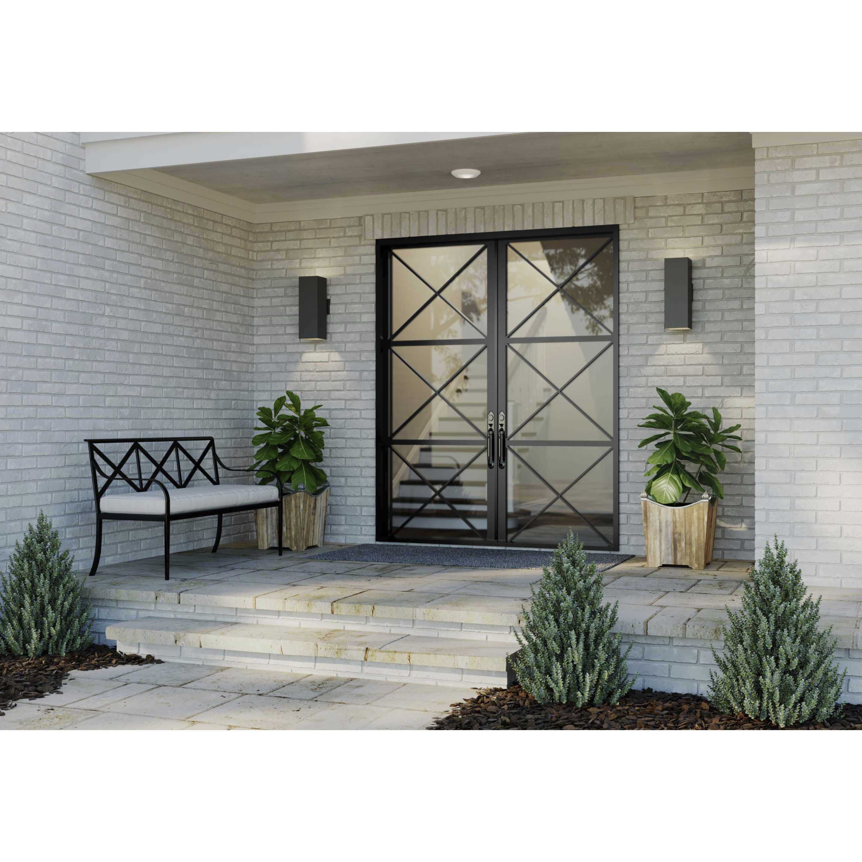 6IN CYL SQRS Up/Down Outdoor Wall Light in Black