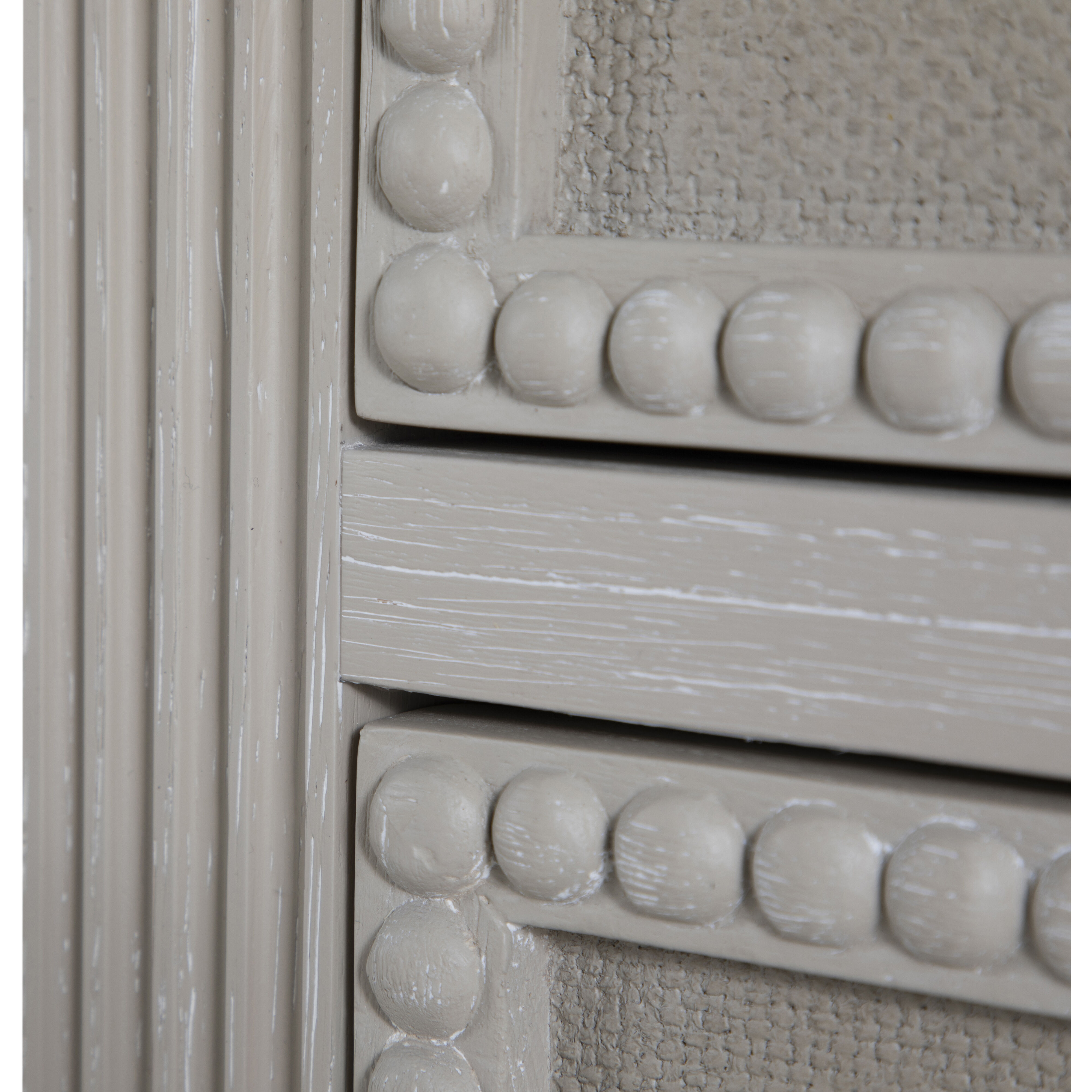 Caroline Cerused White and Painted Burlap Chest