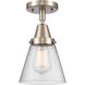 Franklin Restoration Small Cone LED 6.25 inch Brushed Satin Nickel Flush Mount Ceiling Light in Seedy Glass