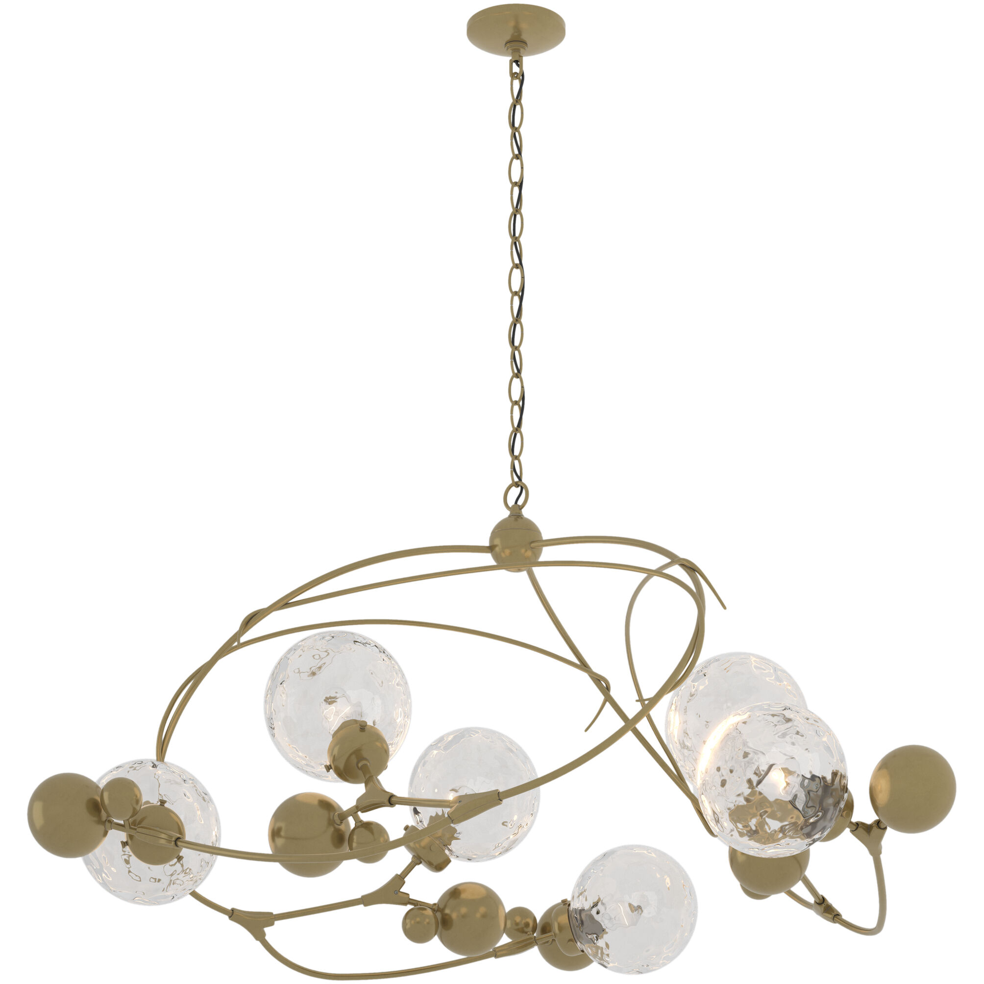 Sprig 6 Light 49.1 inch Modern Brass Pendant Ceiling Light in Water, Circular