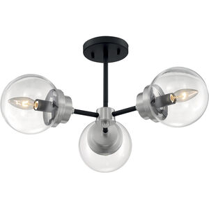 Axis 3 Light 23 inch Matte Black and Brushed Nickel Semi Flush Mount Fixture Ceiling Light