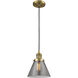 Franklin Restoration Cone 1 Light 8 inch Brushed Brass Mini Pendant Ceiling Light in Incandescent, Plated Smoke, Franklin Restoration