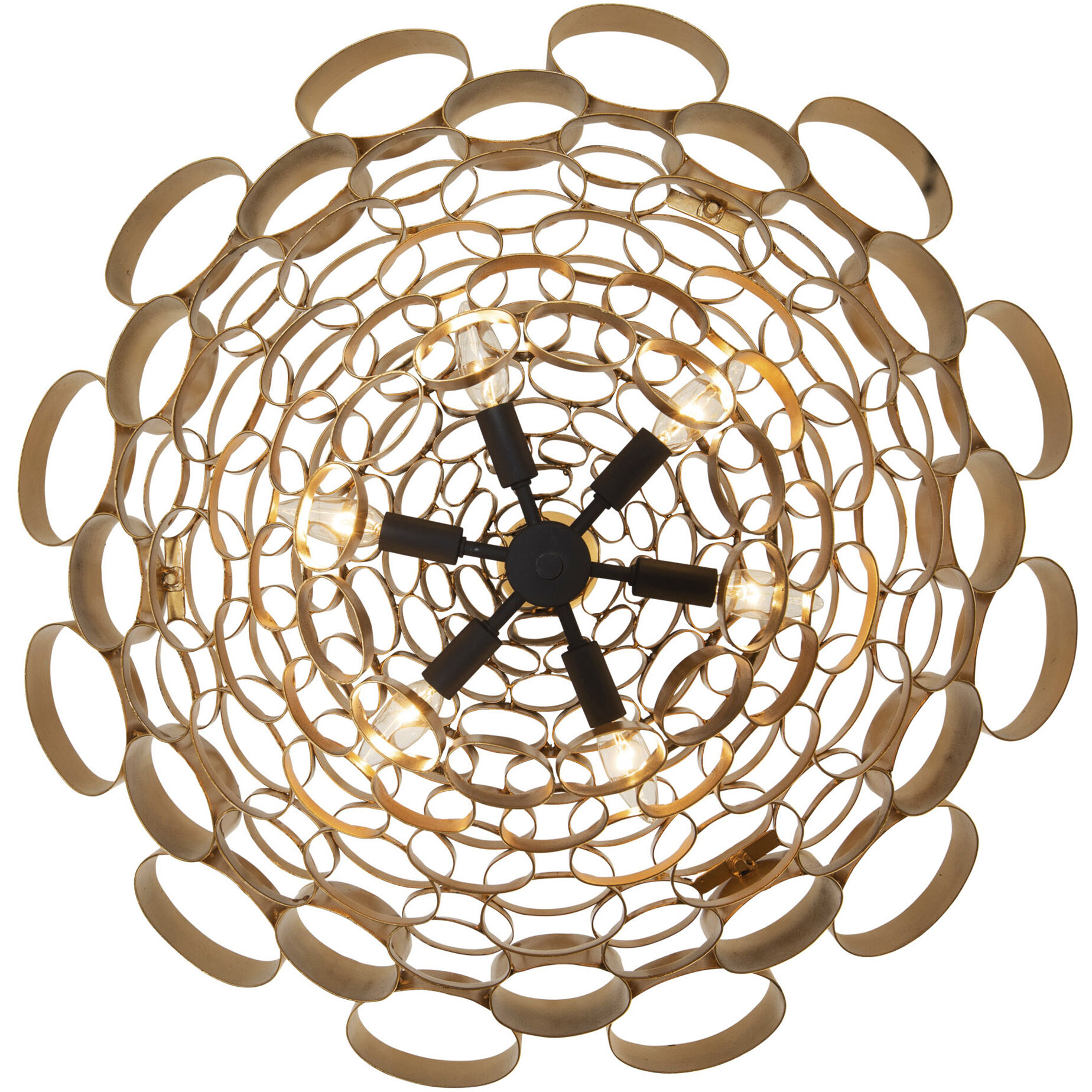 Totally Tubular 6 Light 27 inch Antique Gold and Carbon Black Pendant Ceiling Light