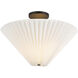 Alora Mood Bridgette 1 Light 16.38 inch Matte Black and Folded White Semi-Flush Mount Ceiling Light in Pleated Linen Shade