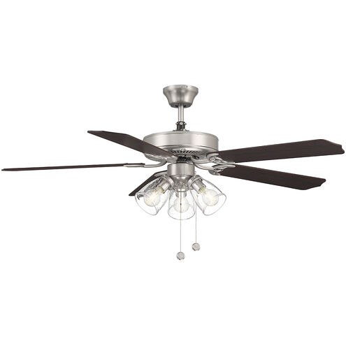 Traditional 52 inch Brushed Nickel with Chestnut and Grey Weathered Oak Blades Ceiling Fan