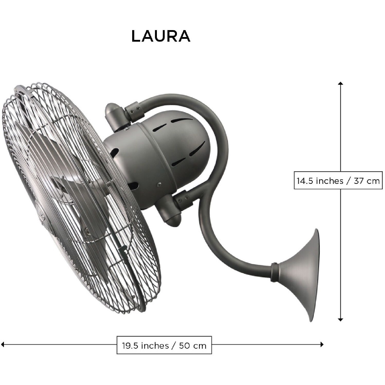 Atlas Laura 19.5 inch Textured Bronze Wall Fan, Atlas