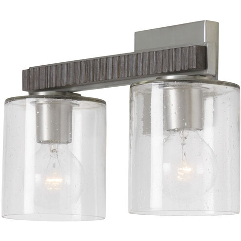 Sawyer 2 Light 14 inch Carbon Grey and Matte Nickel Vanity Light Wall Light