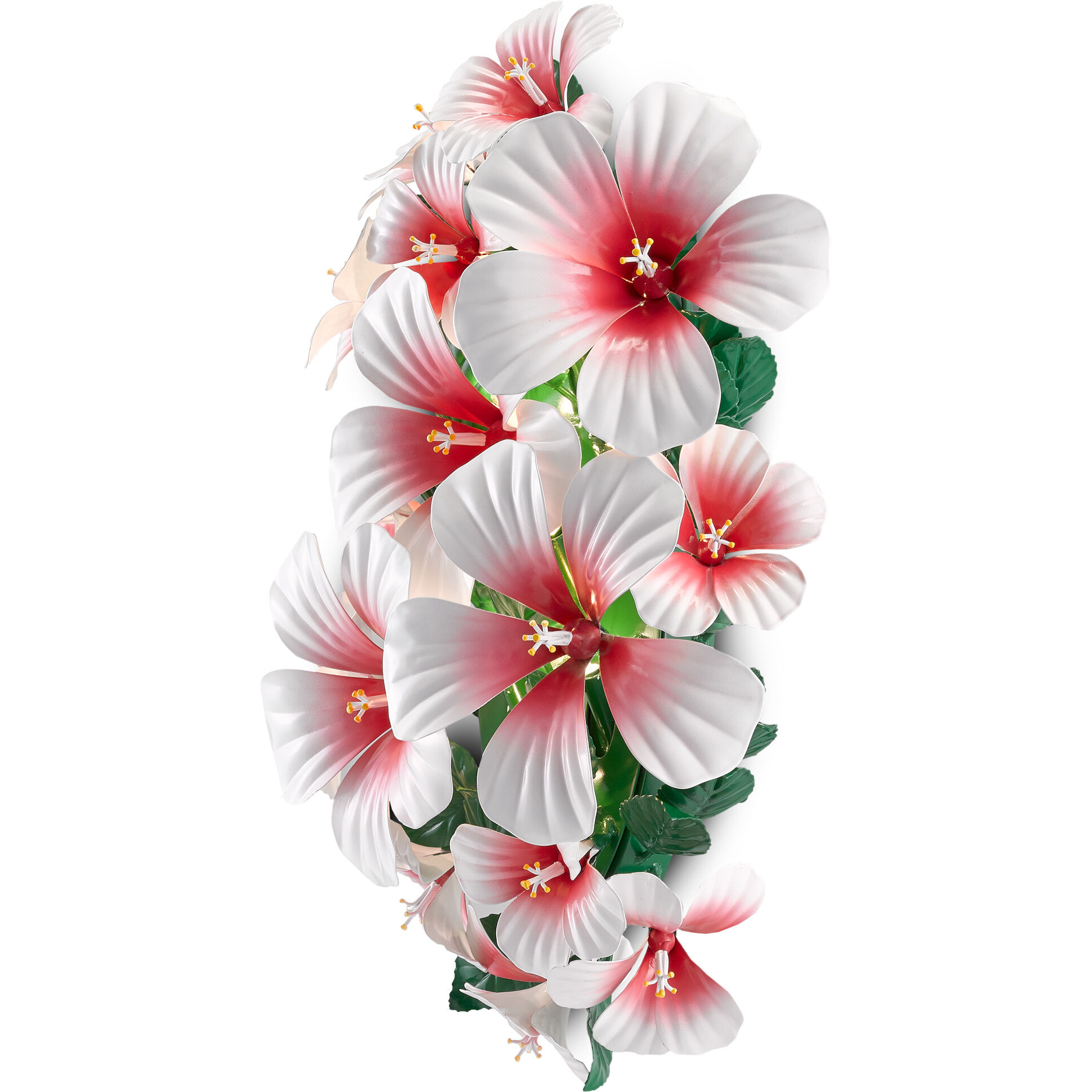 Hibiscus 7 Light 14 inch Glossy White/Pink/Green Wall Sconce Wall Light, Sasha Bikoff Collection