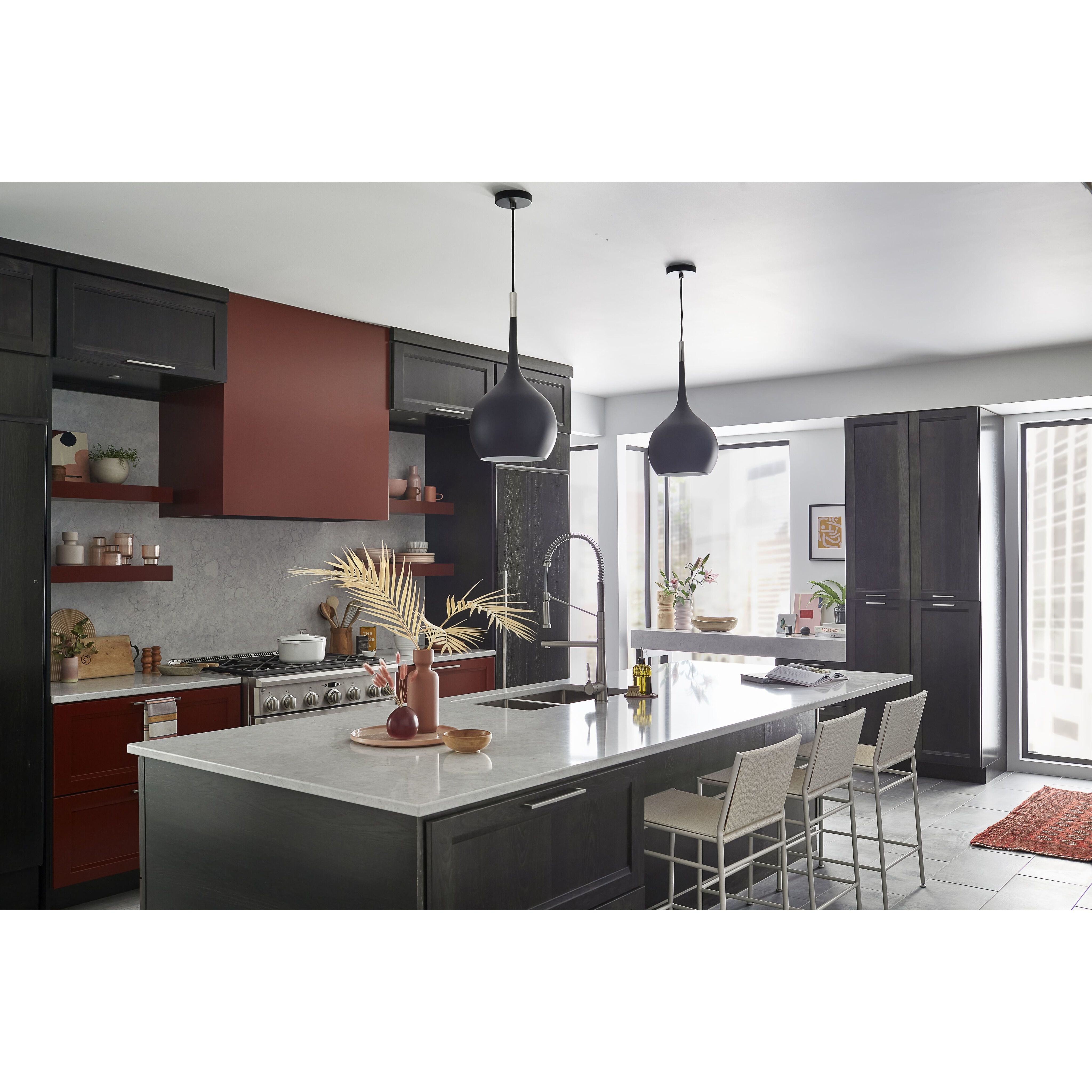 Ziggy 1 Light 12 inch Black with Polished Nickel Indoor Pendant Ceiling Light