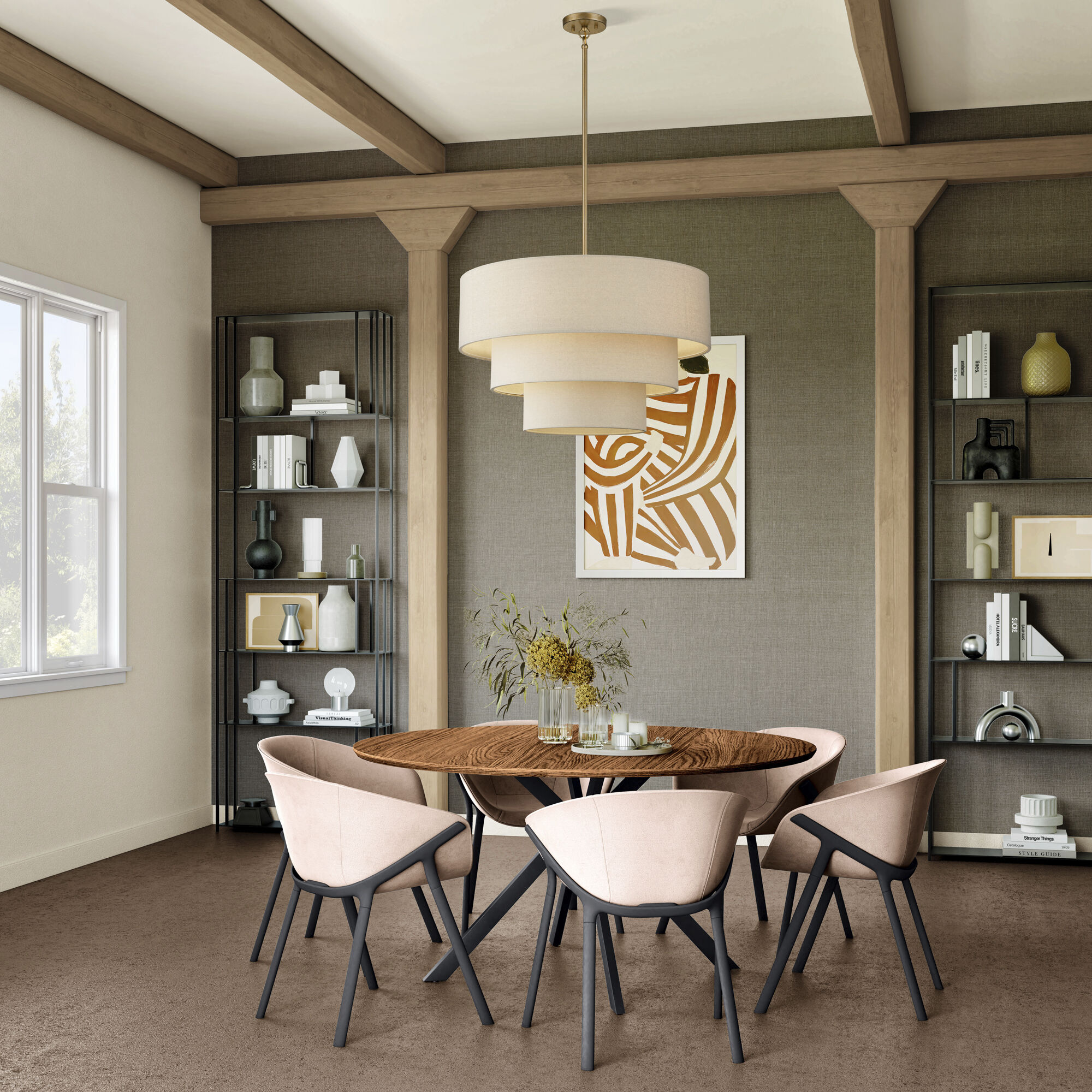 Bellingham 5 Light 28 inch Antique Gold Leaf Pendant Chandelier Ceiling Light, Medium