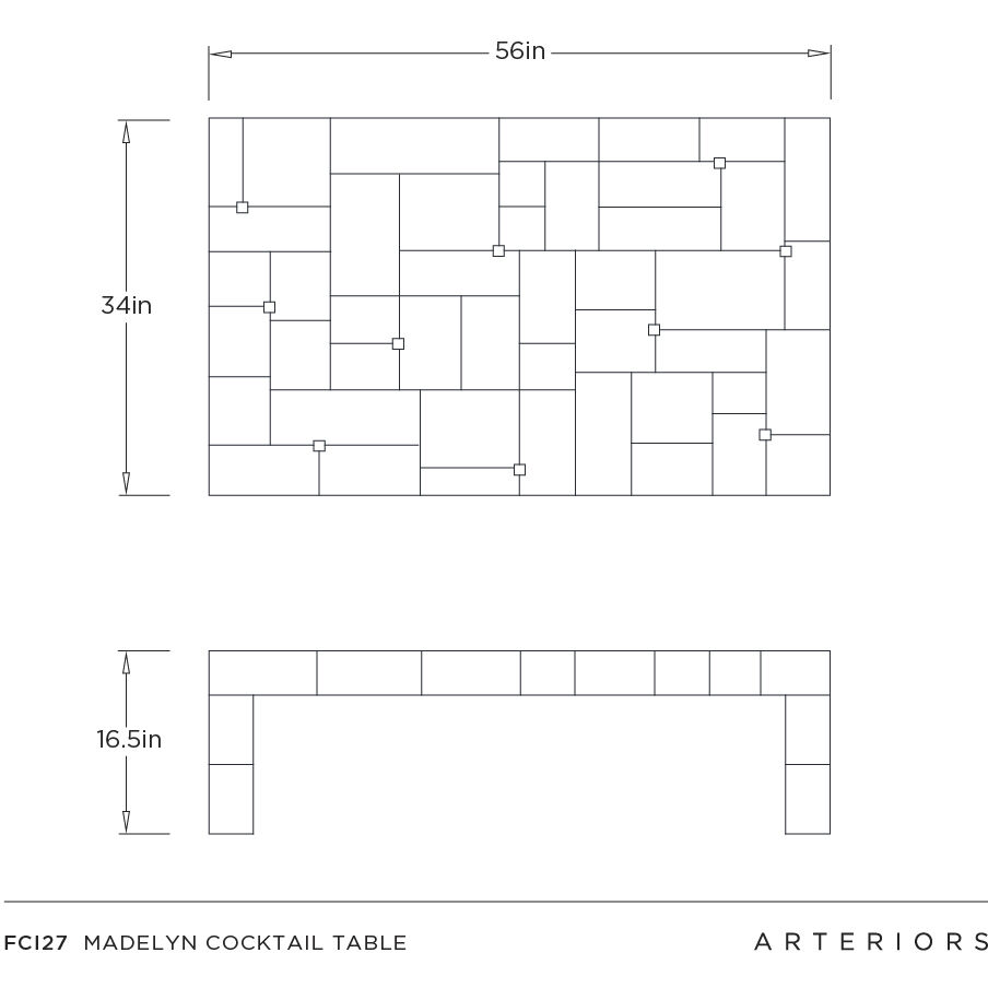 Madelyn 56 X 16.5 inch Ivory and Antique Brass Coffee Table