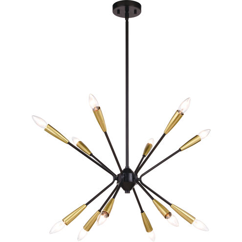 Ellis LED 25.25 inch Matte Black and Satin Brass Pendant Ceiling Light