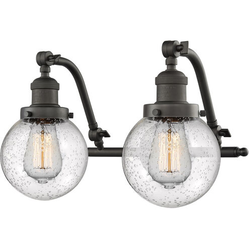 Franklin Restoration Beacon LED 16 inch Oil Rubbed Bronze Bath Vanity Light Wall Light in Seedy Glass, Franklin Restoration