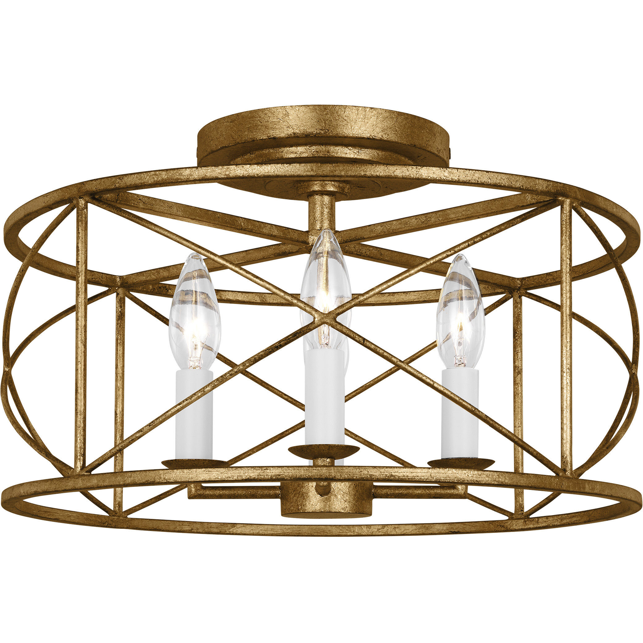 C&M by Chapman & Myers Beatrix 4 Light 15 inch Antique Gild Semi-Flush Mount Ceiling Light