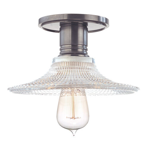 Heirloom 1 Light 9 inch Historic Nickel Semi Flush Ceiling Light in Ribbed Clear Glass, GS6, No