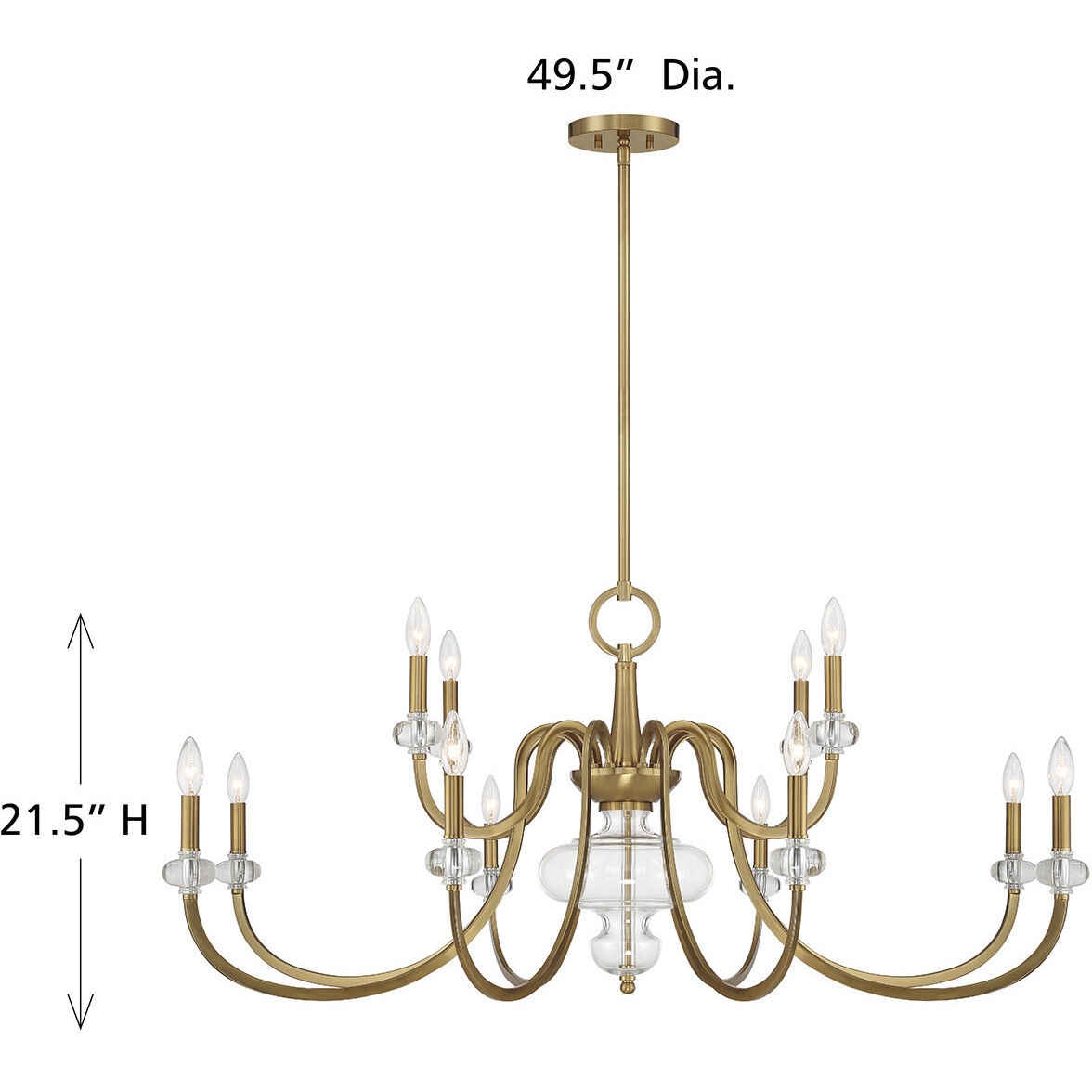 Bergdorf 12 Light 49.5 inch Warm Brass Chandelier Ceiling Light