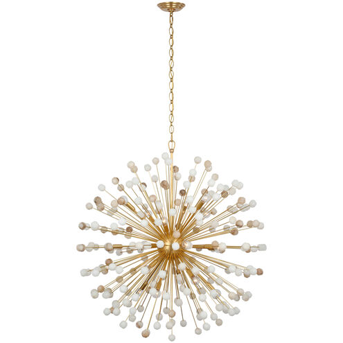 Suzanne Kasler Lys LED 41 inch Hand-Rubbed Antique Brass and Alabaster Chandelier Ceiling Light