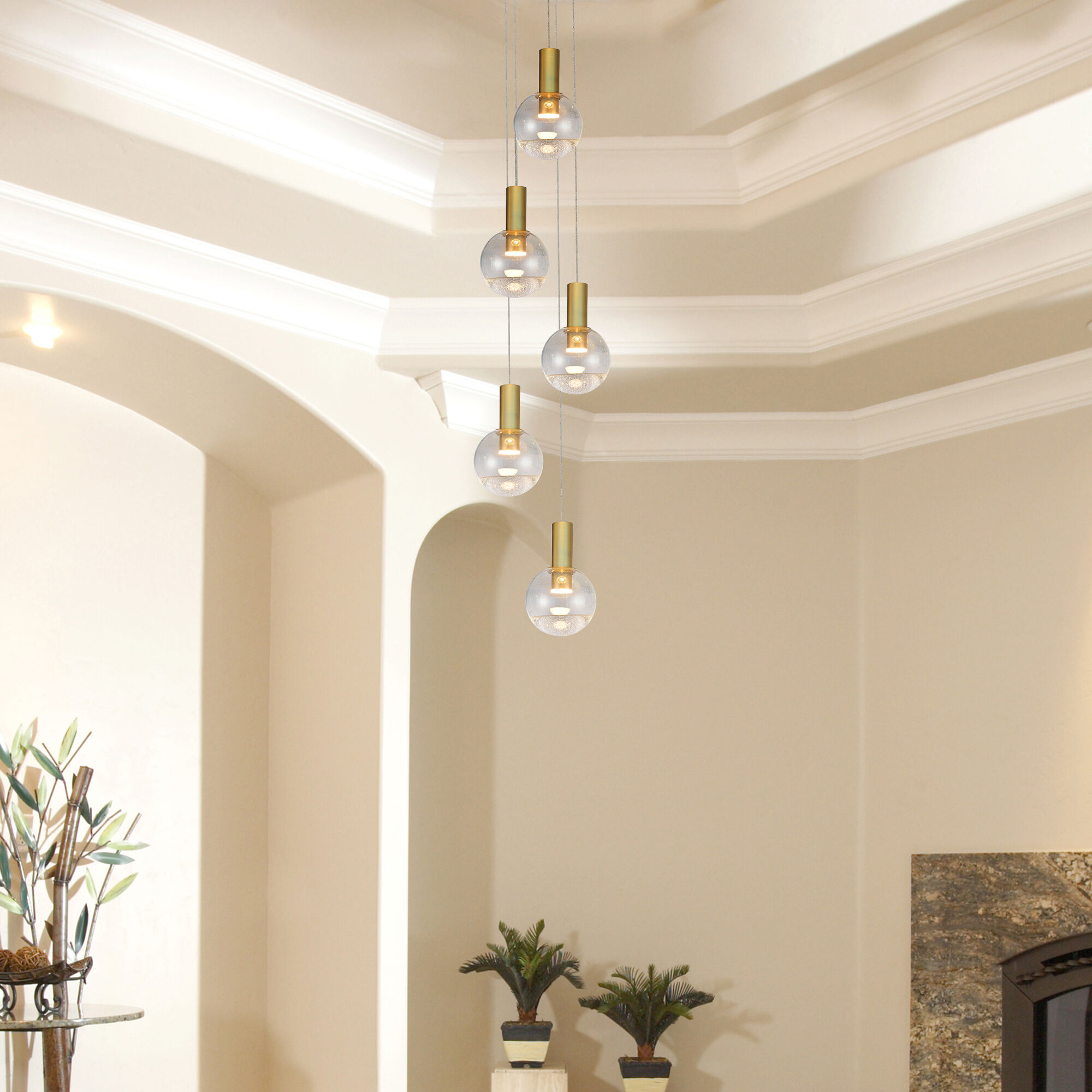 Artisan Collection/SIENNA Series 5 Light 9.5 inch Brass Pendant/Chandelier Ceiling Light