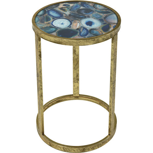 Krete 12 inch Blue Agate with Antique Gold and Gold Accent Table