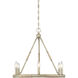 Shabby Chic 6 Light 22 inch Natural Wood with Rope Chandelier Ceiling Light