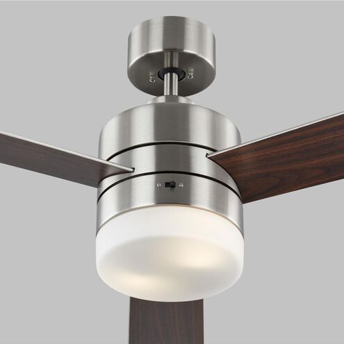 Era 52 LED 52 inch Brushed Steel with Silver/American Walnut reversible blades Indoor/Outdoor Ceiling Fan