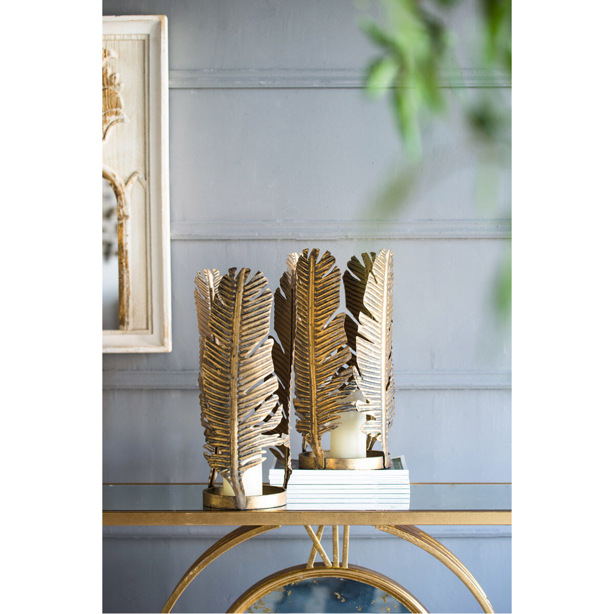 Natural Feather 17.7 X 8.9 inch Candleholder