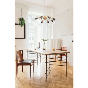 Ponti 8 Light 28 inch Matte Black with New Brass Chandelier Ceiling Light