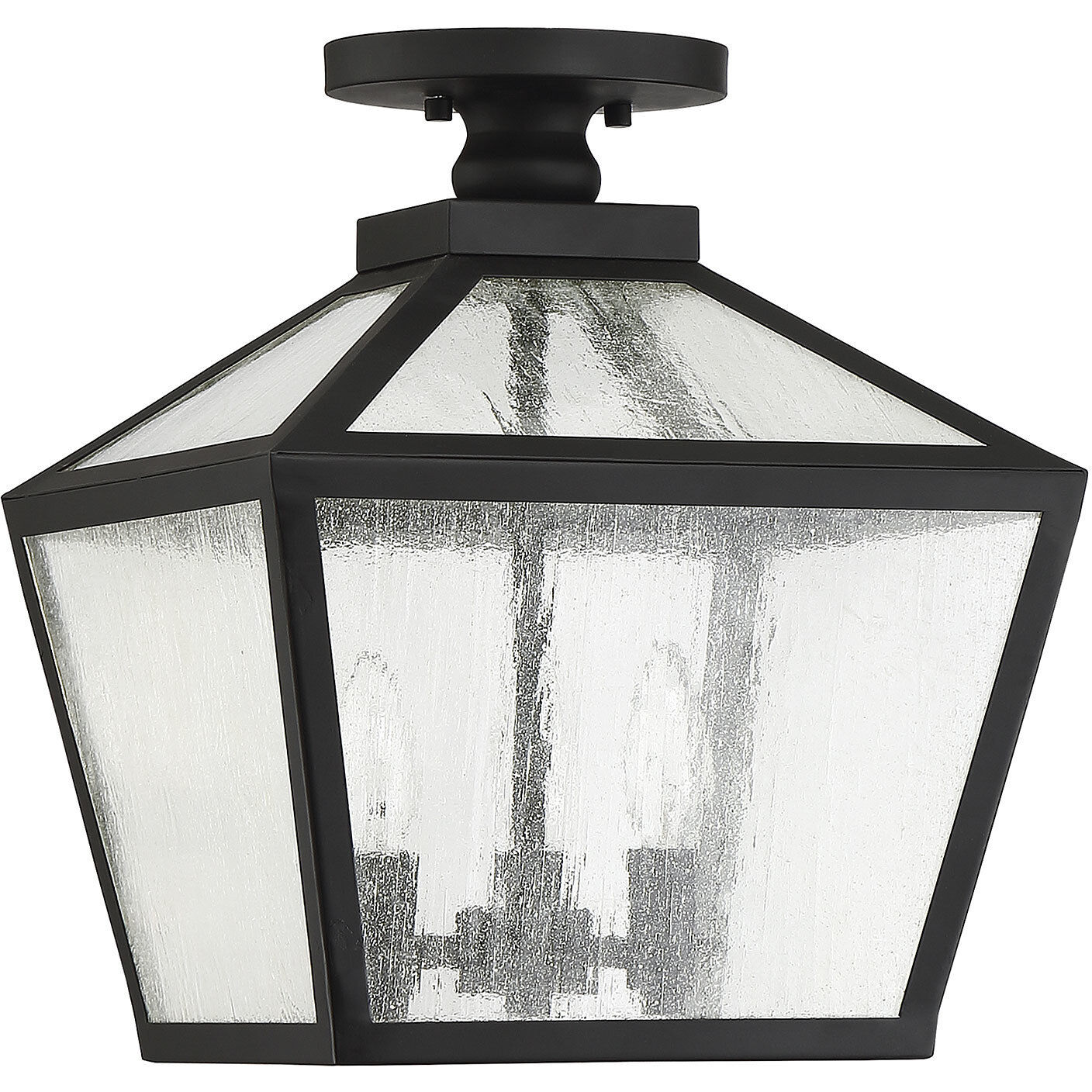 Woodstock 3 Light 12 inch Black Outdoor Flush Mount