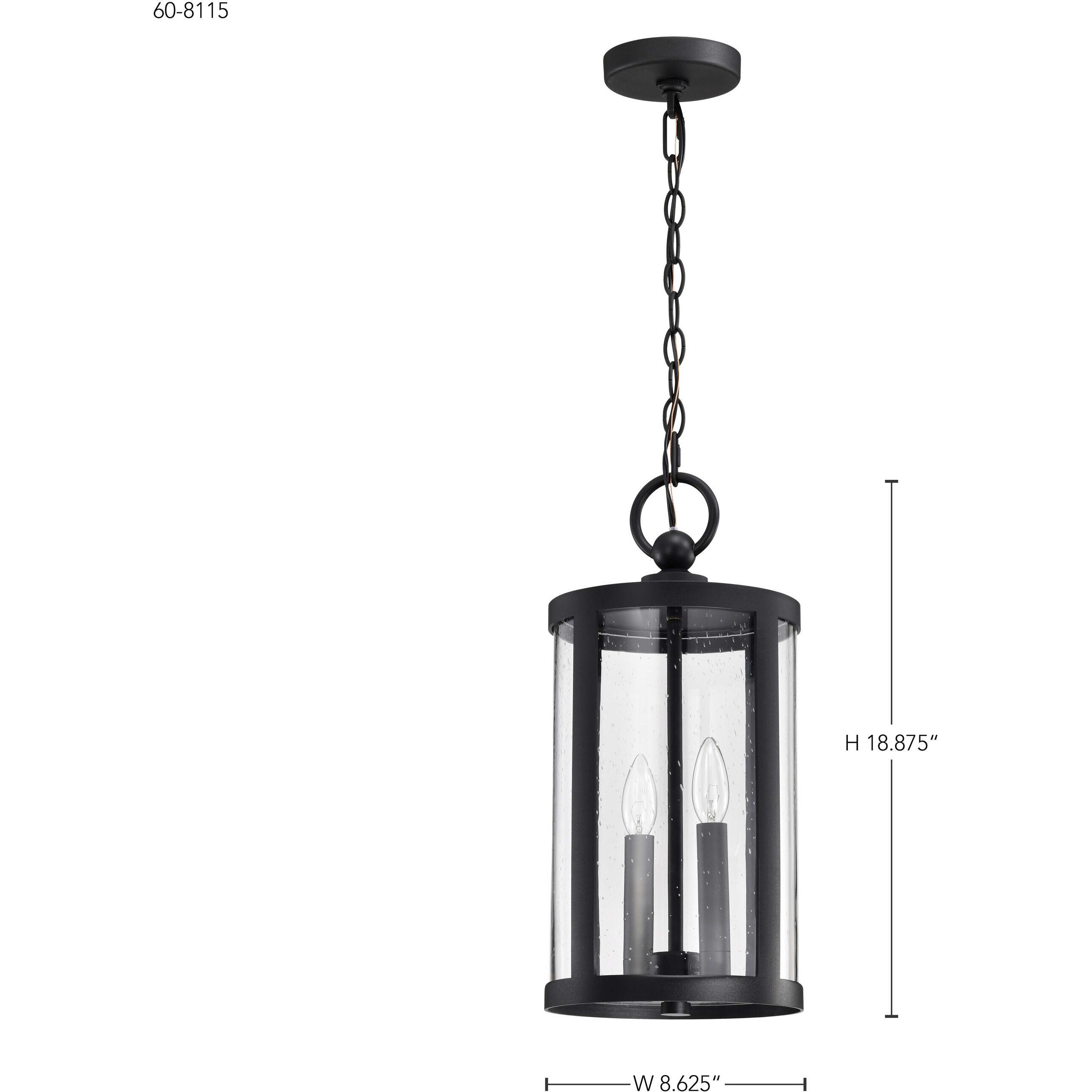 Broadstone 2 Light 8.63 inch Matte Black Outdoor Hanging Light