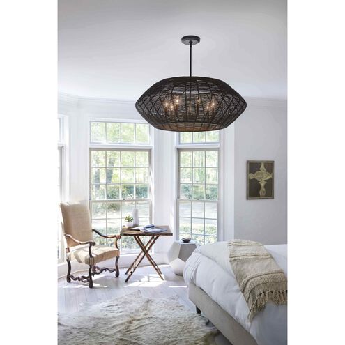 Lisa McDennon Luca 7 Light 38 inch Black Indoor Chandelier Ceiling Light, Convertible to Semi-Flush