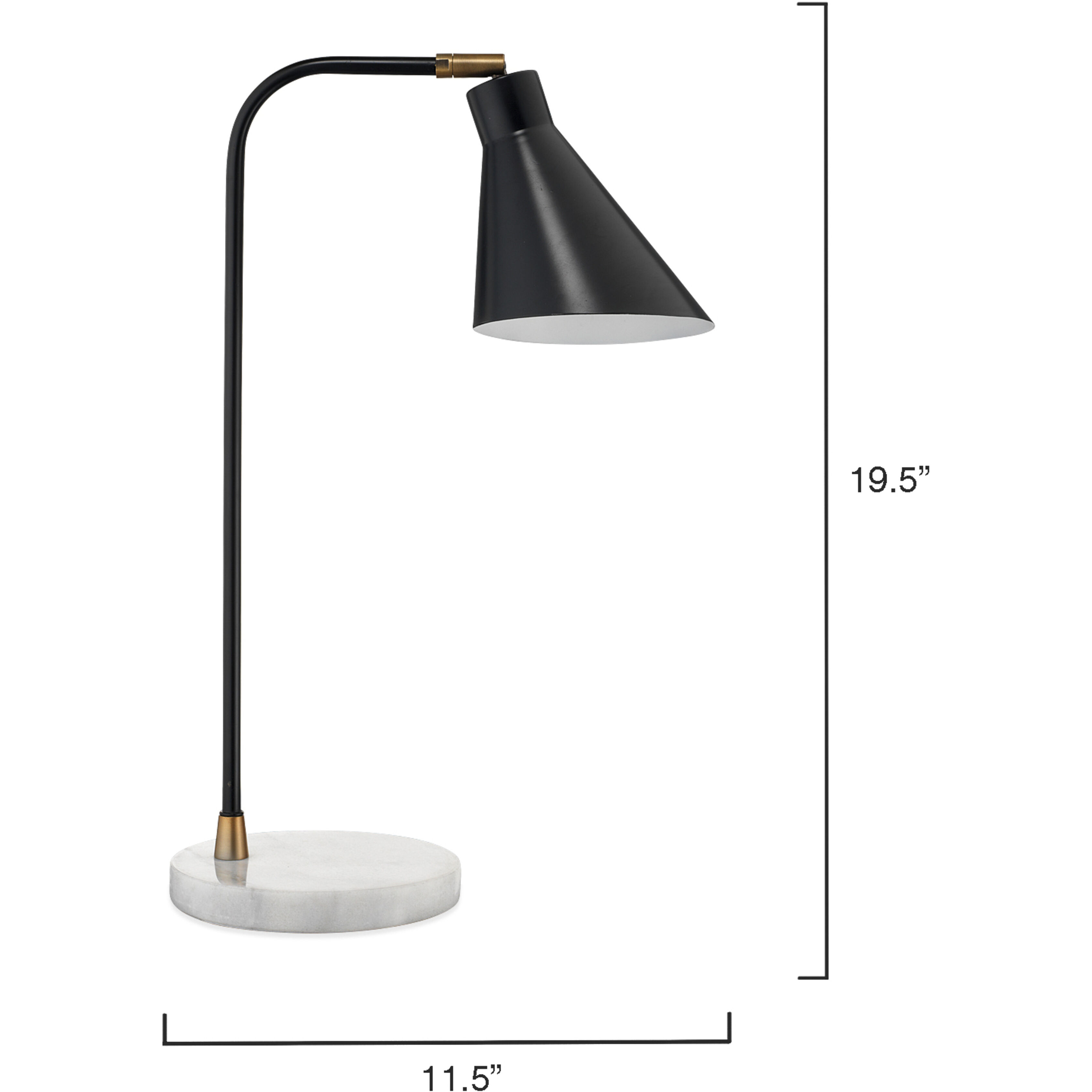 Chronicle 20 inch 60.00 watt Black / Antique Brass / White Marble Task Lamp Portable Light