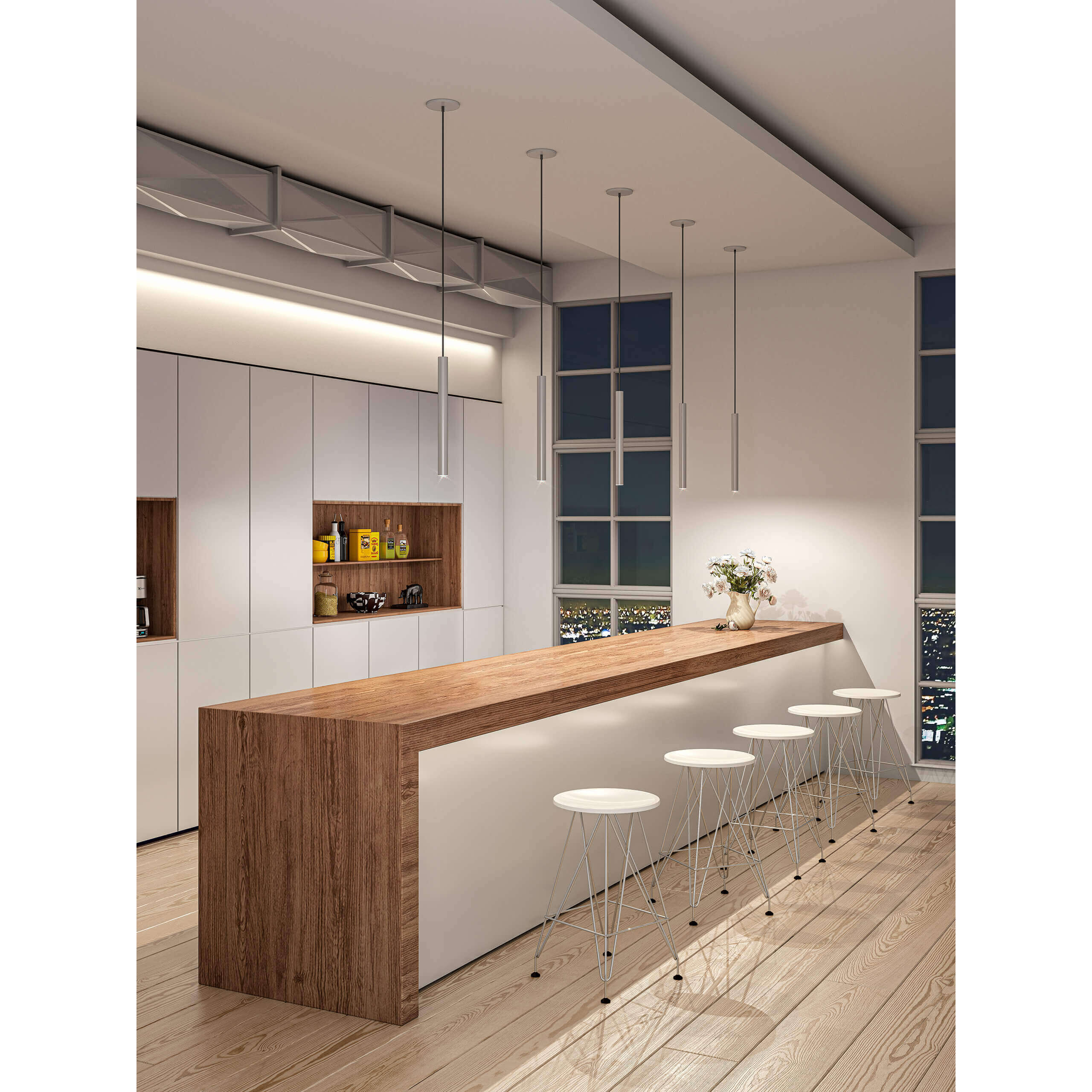 Nova LED 1.5 inch White Pendant Ceiling Light, Cylinder