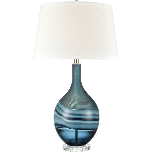 Laconia Bay 32 inch 150 watt Blue with Clear Table Lamp Portable Light