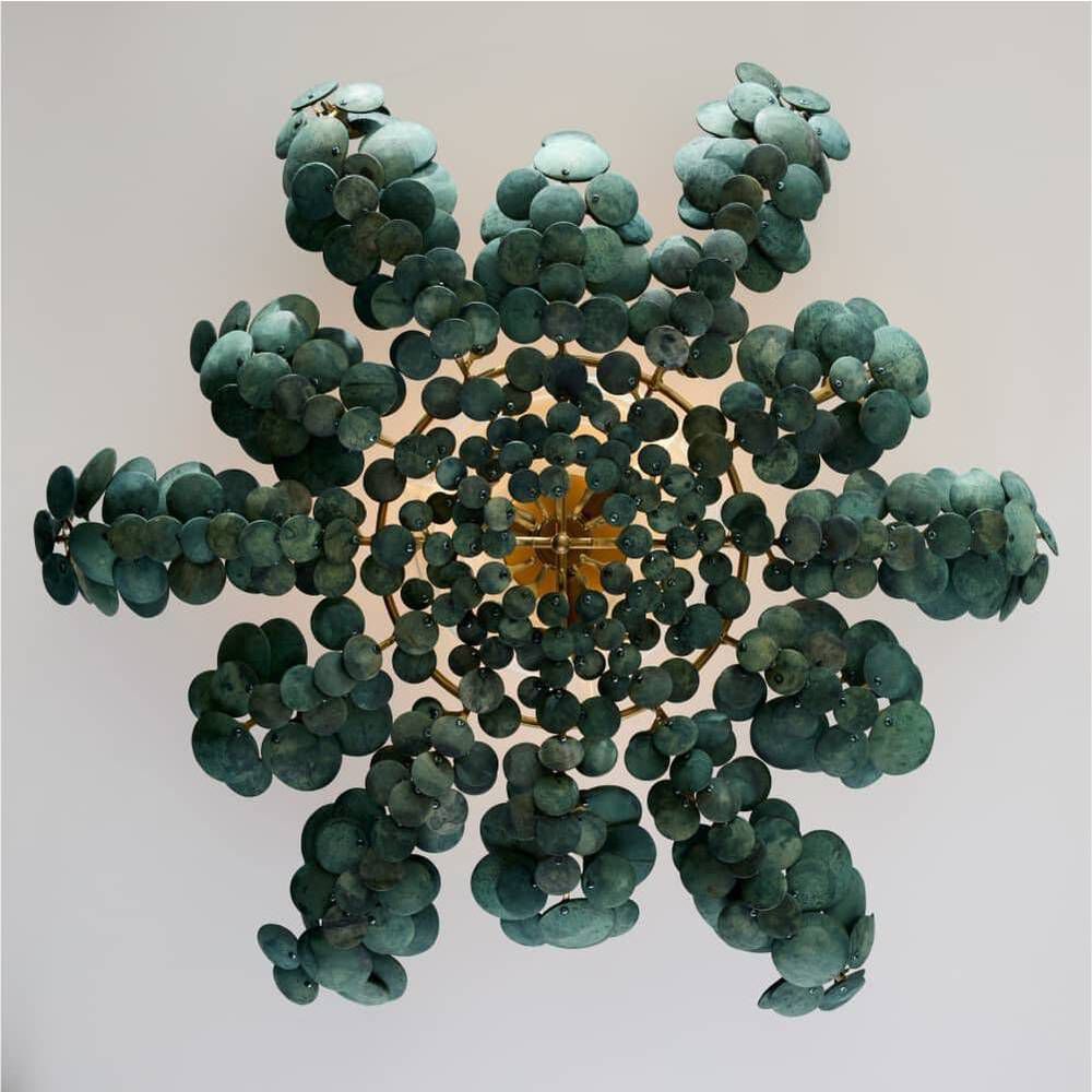 Bilal 3 Light 38 inch Eucalyptus Coconut Shell and Antique Brass Flush Mount Ceiling Light