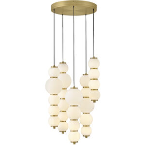 Lisa McDennon Trigo LED 20 inch Lacquered Brass Chandelier Ceiling Light, Multi Tier