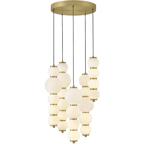 Lisa McDennon Trigo LED 20 inch Lacquered Brass Chandelier Ceiling Light, Multi Tier