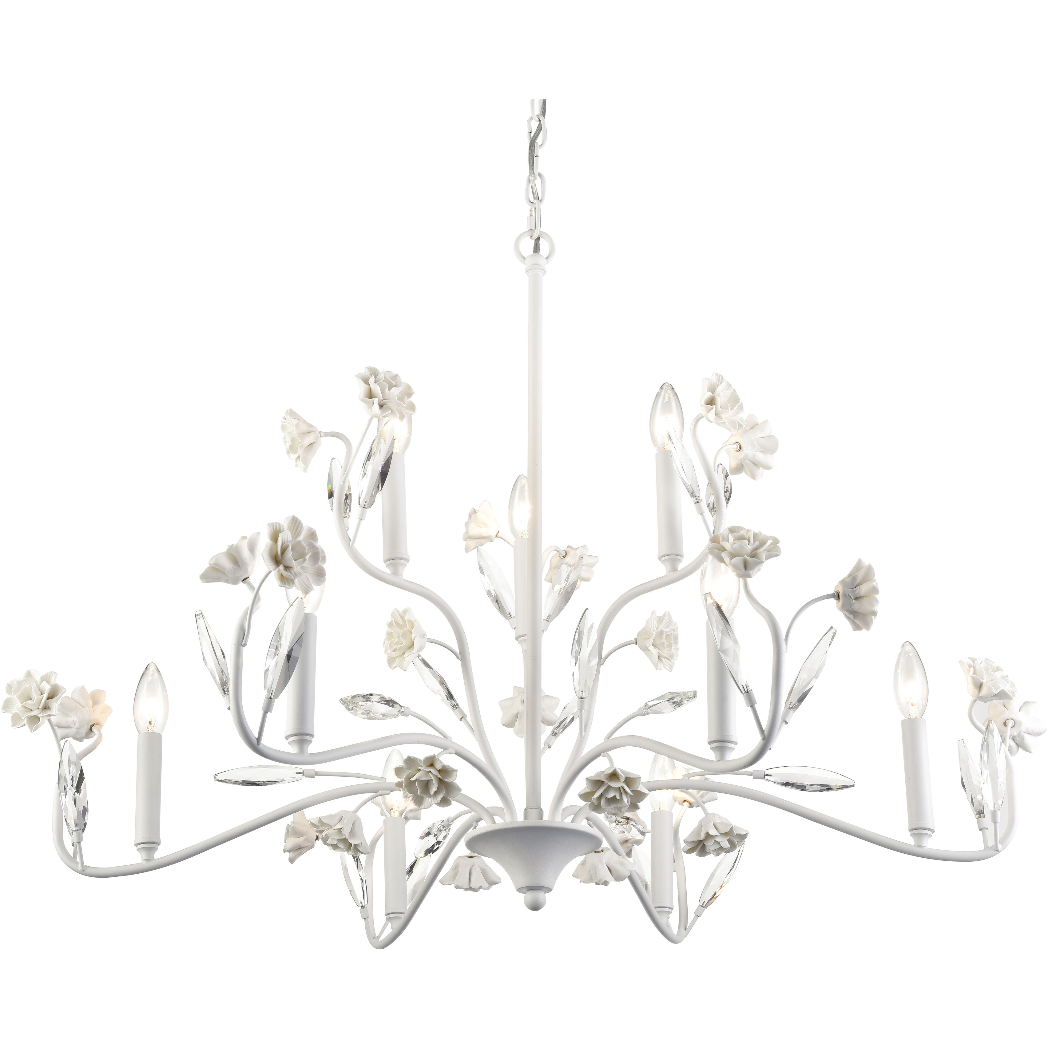 Adelaide 9 Light 36 inch Textured White Chandelier Ceiling Light