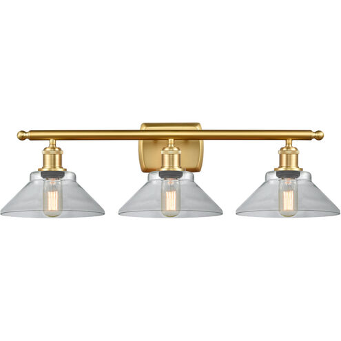 Ballston Orwell 3 Light 26 inch Satin Gold Bath Vanity Light Wall Light in Clear Glass, Ballston