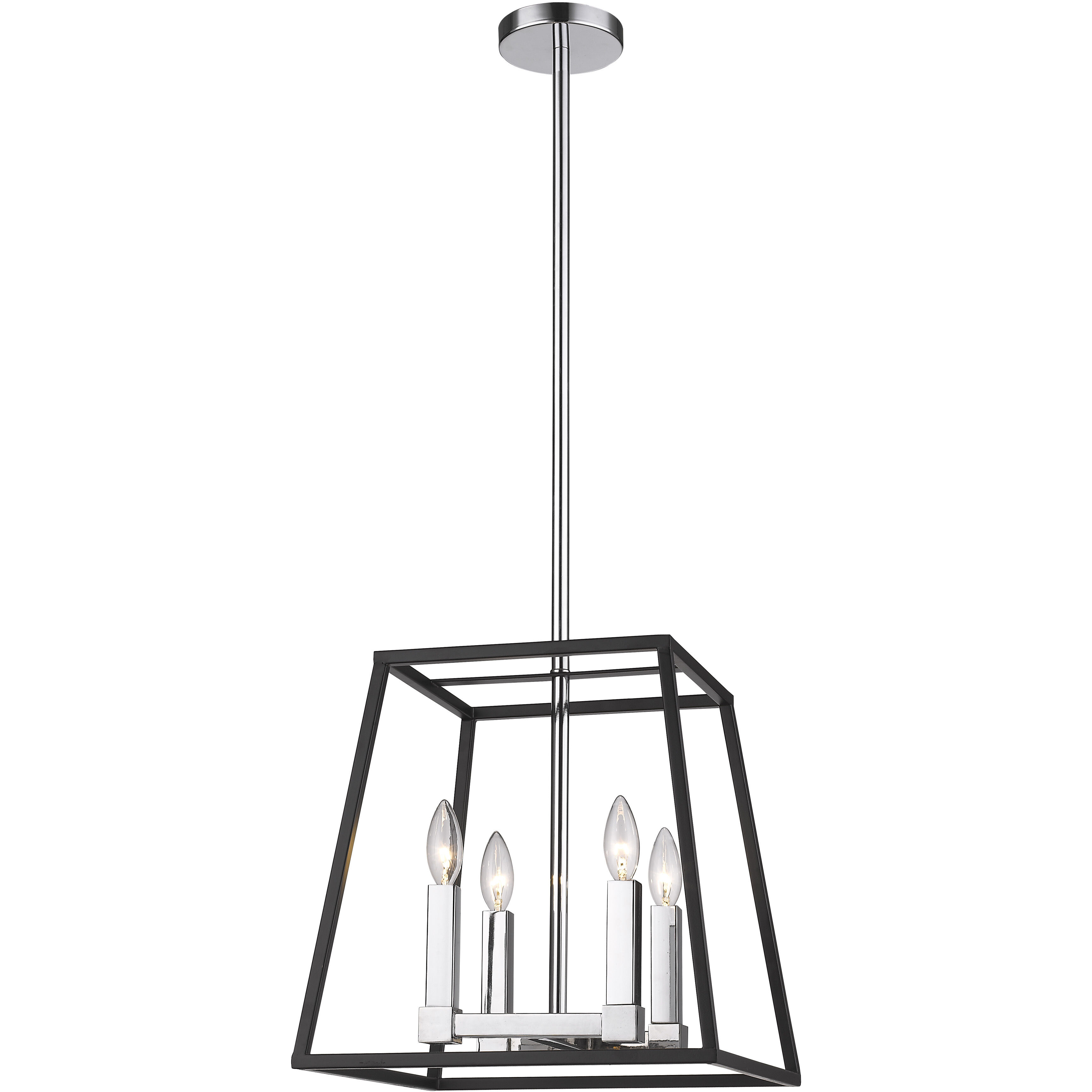 Canada 4 Light 14 inch Black and Matte Black Chandelier Ceiling Light, Black Metal Cage, Candle Light
