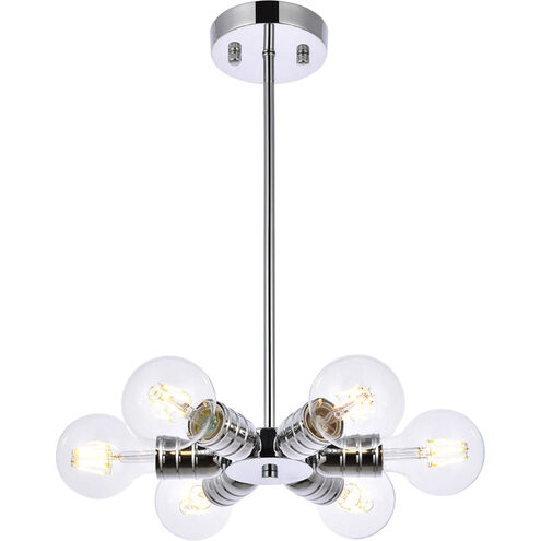 Reyes 6 Light 8.3 inch Chrome Pendant Ceiling Light