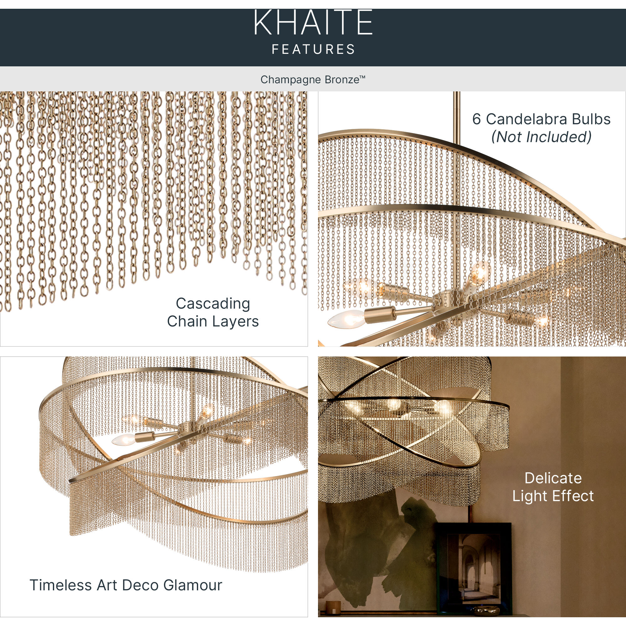 Khaite 6 Light Champagne Bronze Chandelier Ceiling Light
