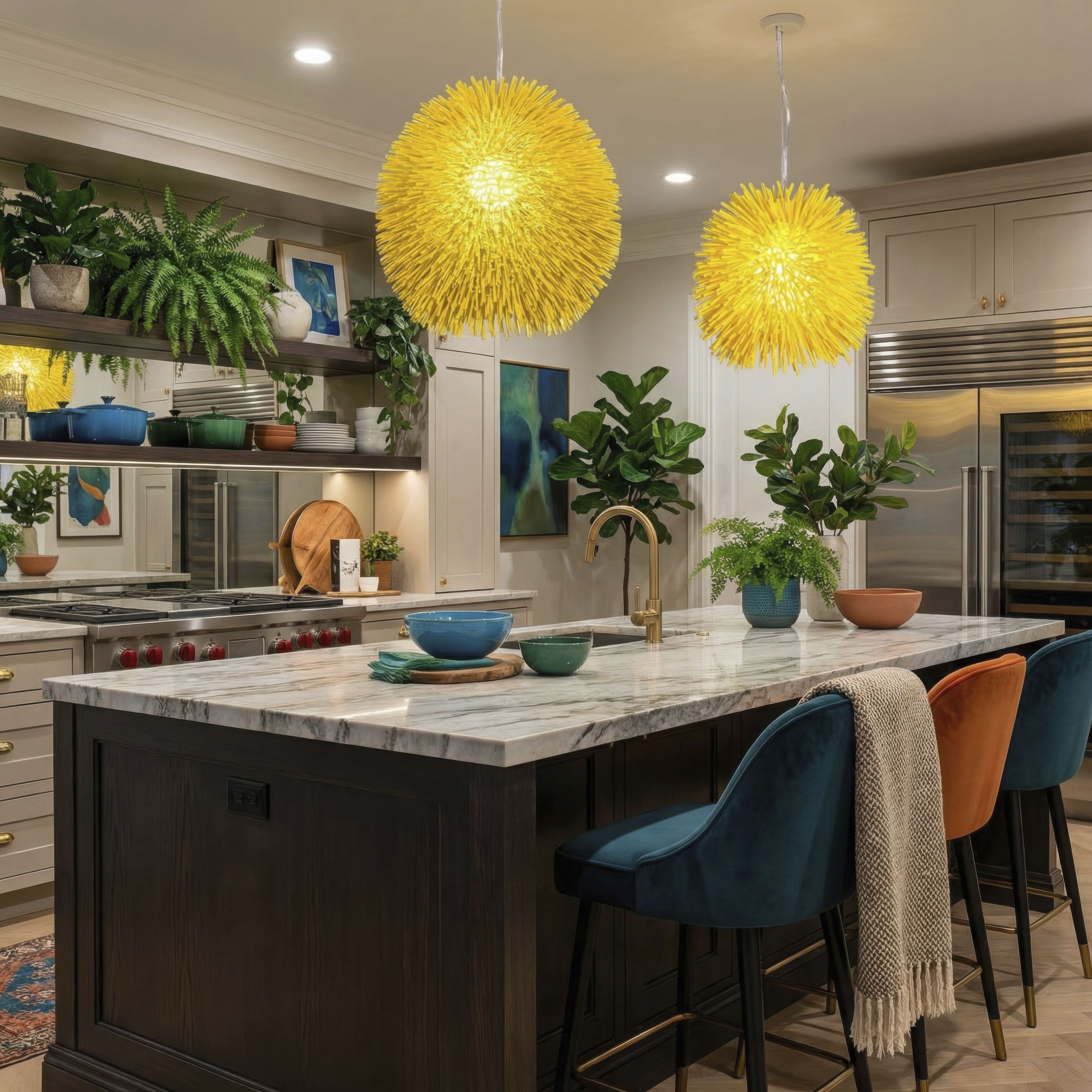 Urchin 1 Light 13 inch Un-Mellow Yellow Pendant Ceiling Light