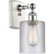 Ballston Cobbleskill 1 Light 5 inch White and Polished Chrome Sconce Wall Light in Clear Glass, Ballston