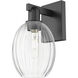 Preston Sconce Wall Light in Matte Black, Clear Glass
