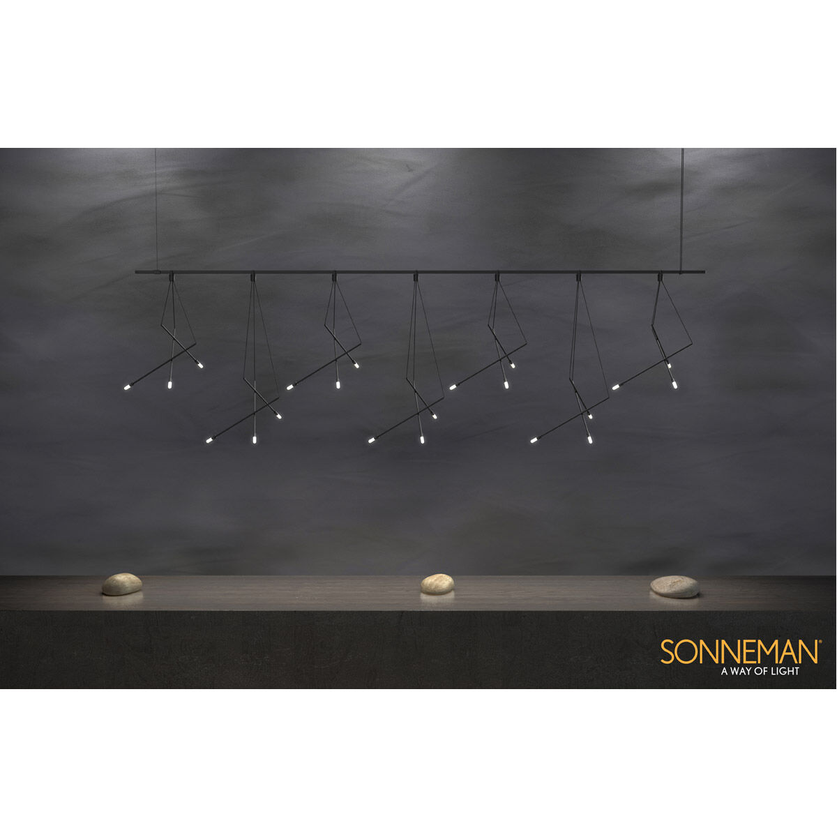 Suspenders LED 97 inch Satin Black Suspension Ceiling Light